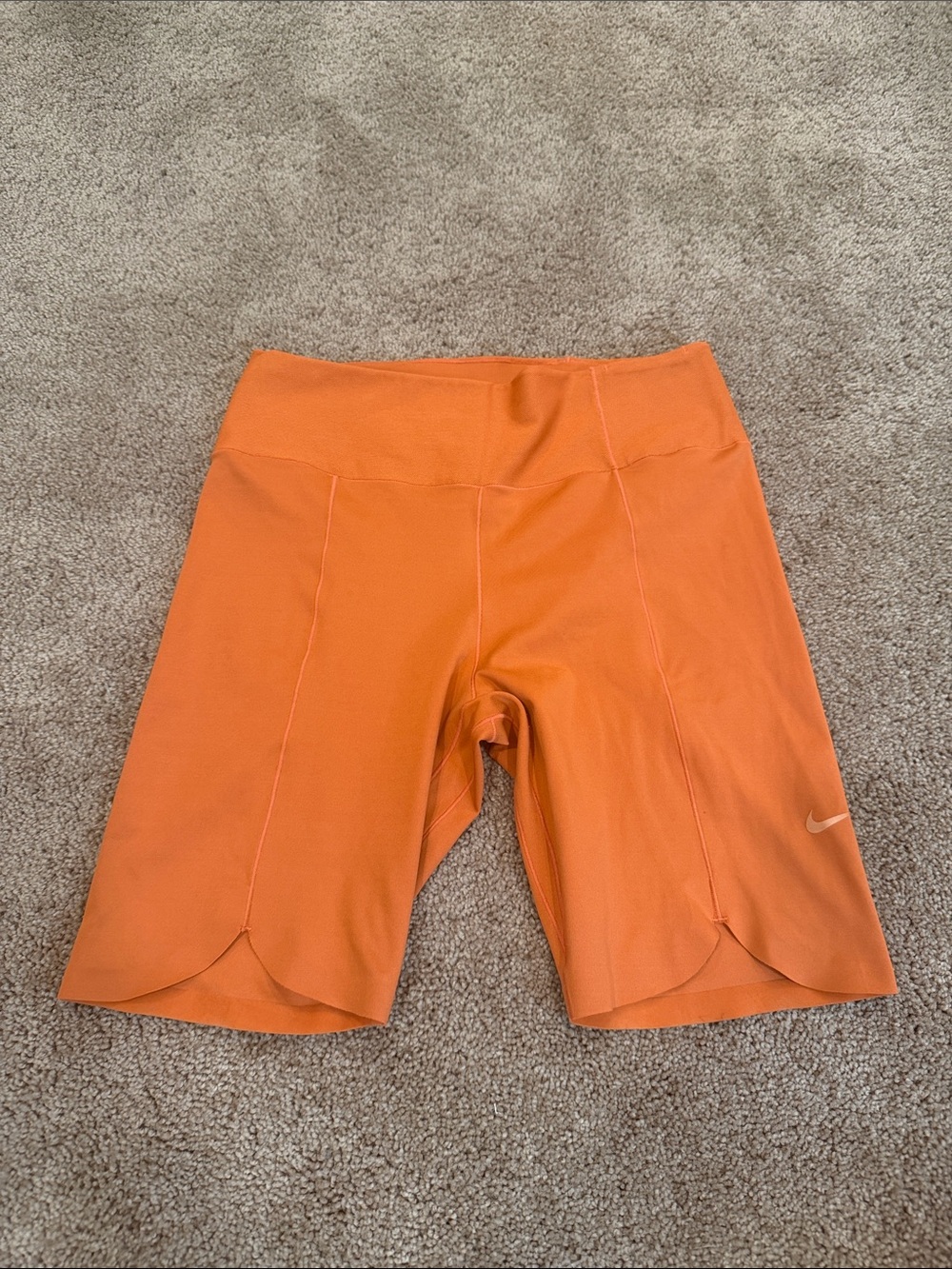 Nike Women's Orange High-Waist Bike Shorts